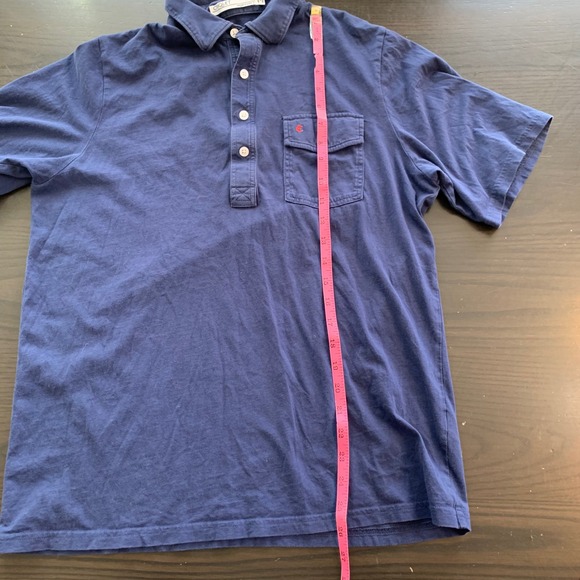 CRIQUET Mens Short Sleeve Polo Shirt Navy Blue Size M Organic Cotton Pocket - Picture 9 of 12